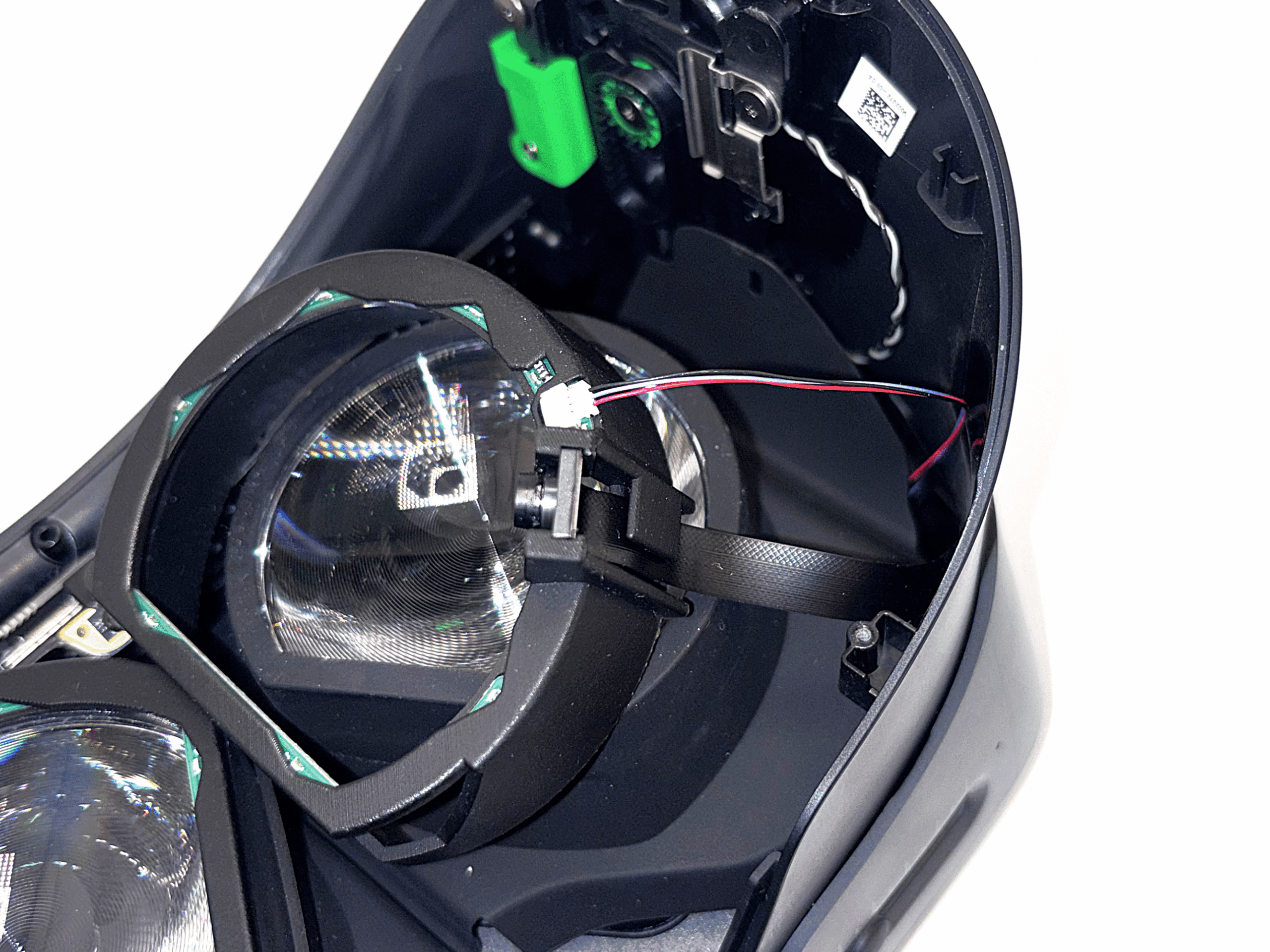 Right LED cable being routed along the same path as step 6