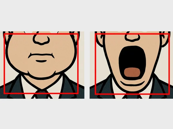 Setting the crop boundaries with cheeks puffed