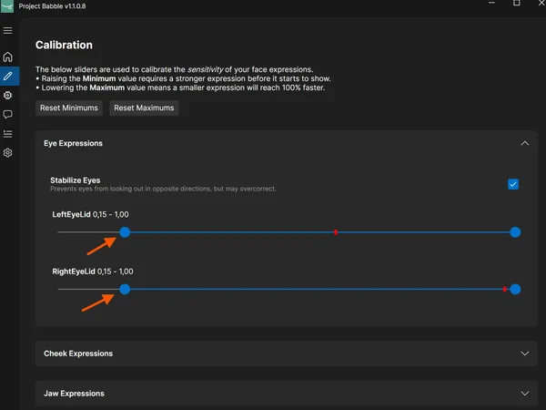 Eyelid parameter with adjusted blink values